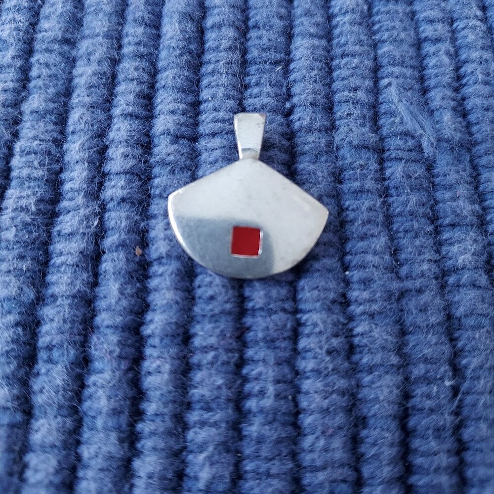 Vintage Danforth Pewter & Hot Pink Enamel Pendant or Charm